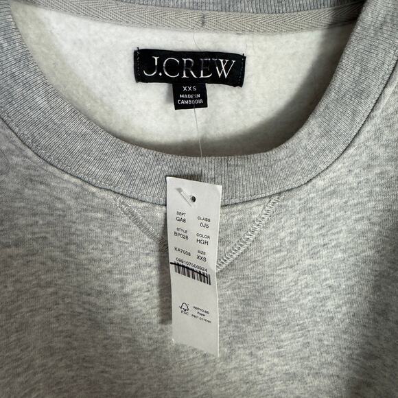 J.Crew Heritage Fleece Oversized Crewneck Sweatshirt SZ 2XS Heather Gray Stretch - Picture 4 of 8